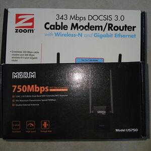 Zoom Black Cable Modem Router with Wireless-N